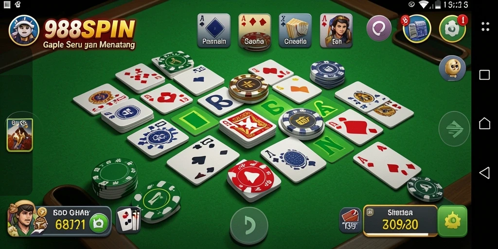 Tampilan seru dari gameplay Gaple di 988SPIN