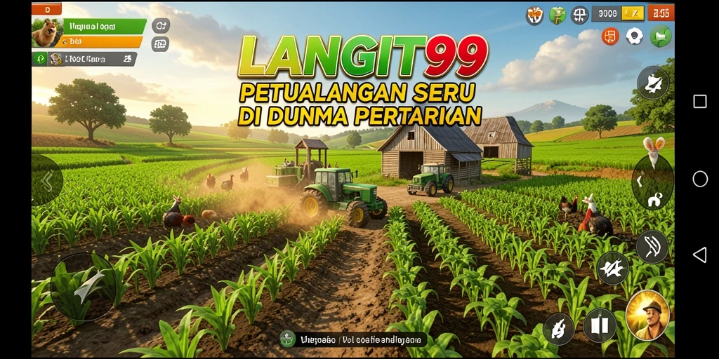 Screenshot menampilkan pemain mengelola ladang dan hewan ternak di LANGIT99.