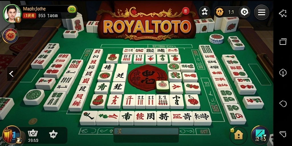 Tampilan utama gameplay ROYALTOTO yang menampilkan keseruan permainan Mahjong.